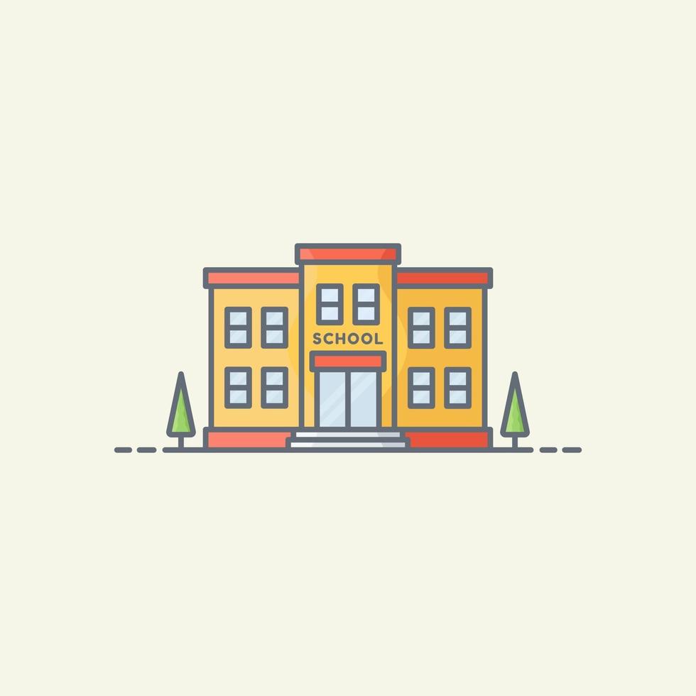 Schulgebäude-Vektorikonenillustration vektor