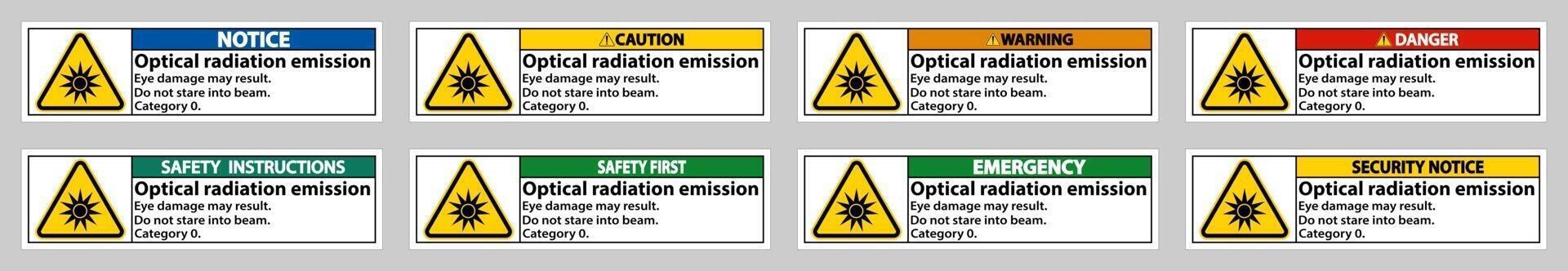 optisches Strahlungsemissionssymbolzeichen auf weißem Hintergrund isolieren vektor