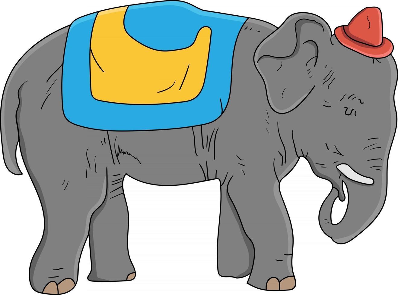 niedlicher grauer Elefant, der einen Zirkushut perfekt für Designprojekt trägt vektor