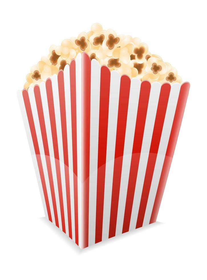 popcorn i randig kartongförpackning lager vektorillustration isolerad på vit bakgrund vektor