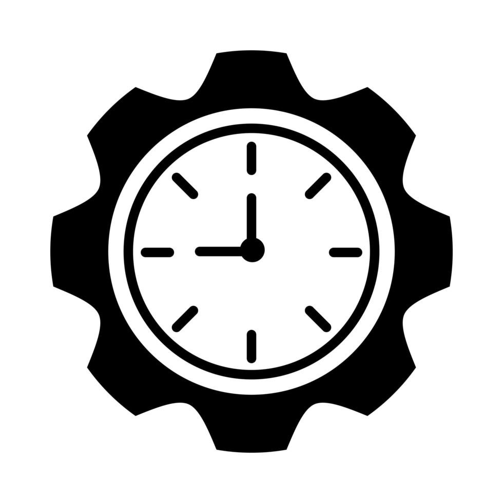 Zeitschaltuhr mit Zahnradsilhouette-Stilikone vektor