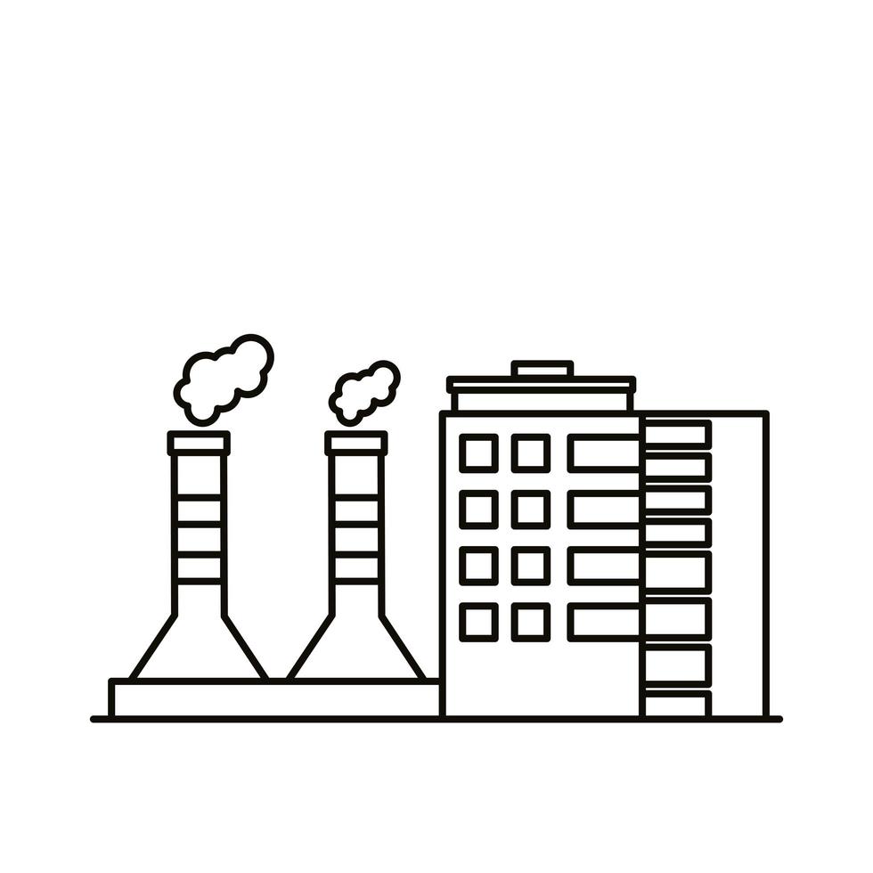 Industriefabrikgebäude und Schornsteine zeichnen Stilikonen aus vektor