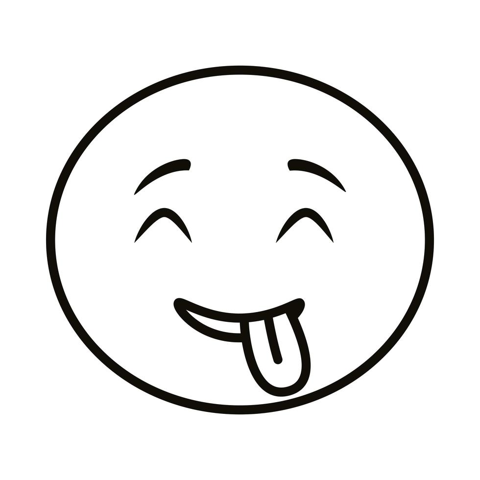 verrücktes Emoji-Gesicht mit Zunge heraus Linie Stilikone vektor