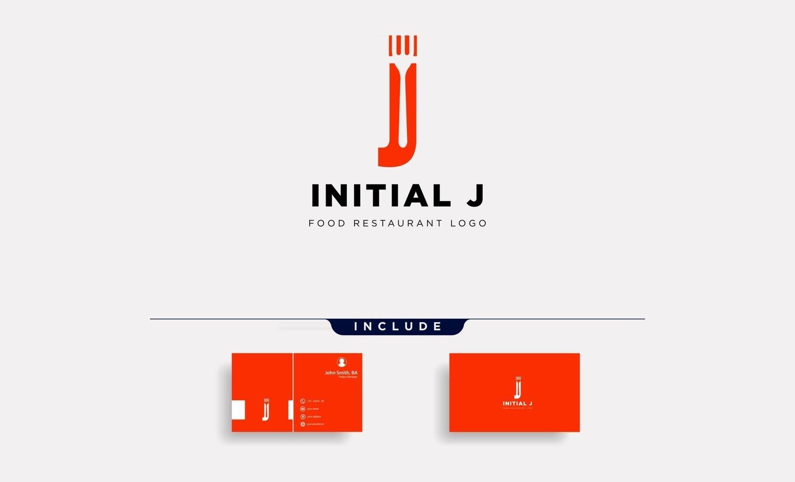 anfängliche j Lebensmittelausrüstung einfache Logo-Vorlage Vektor-Symbol abstrakten Vektor