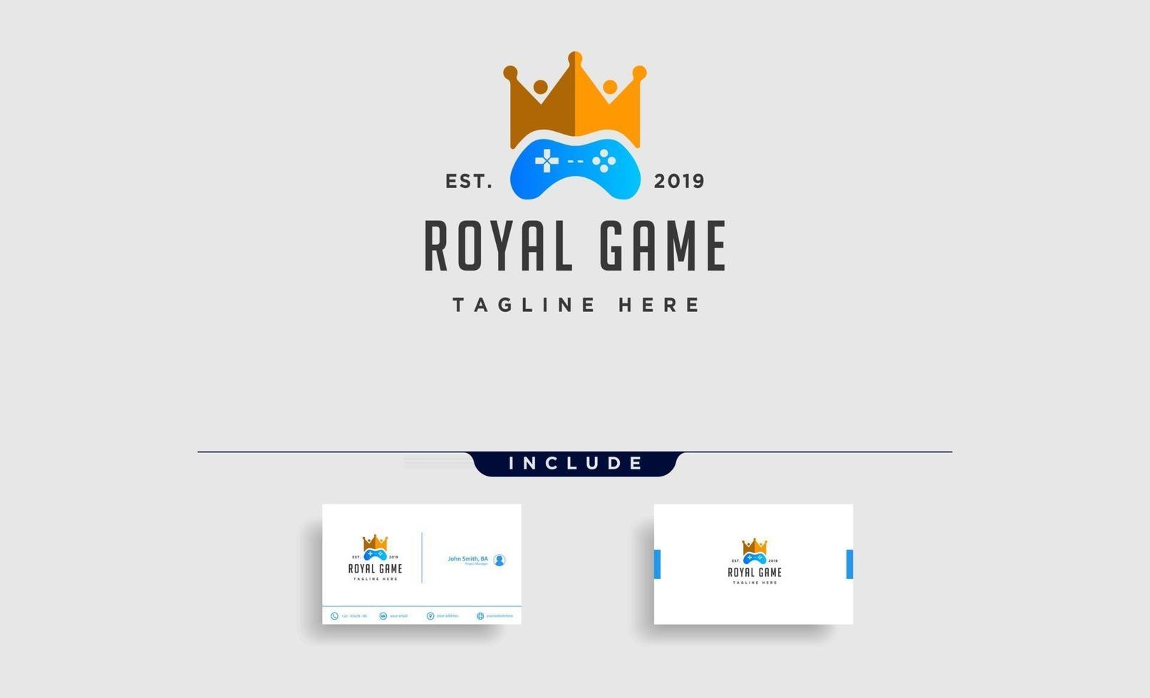 royal game logo design mall koncept controller vektor