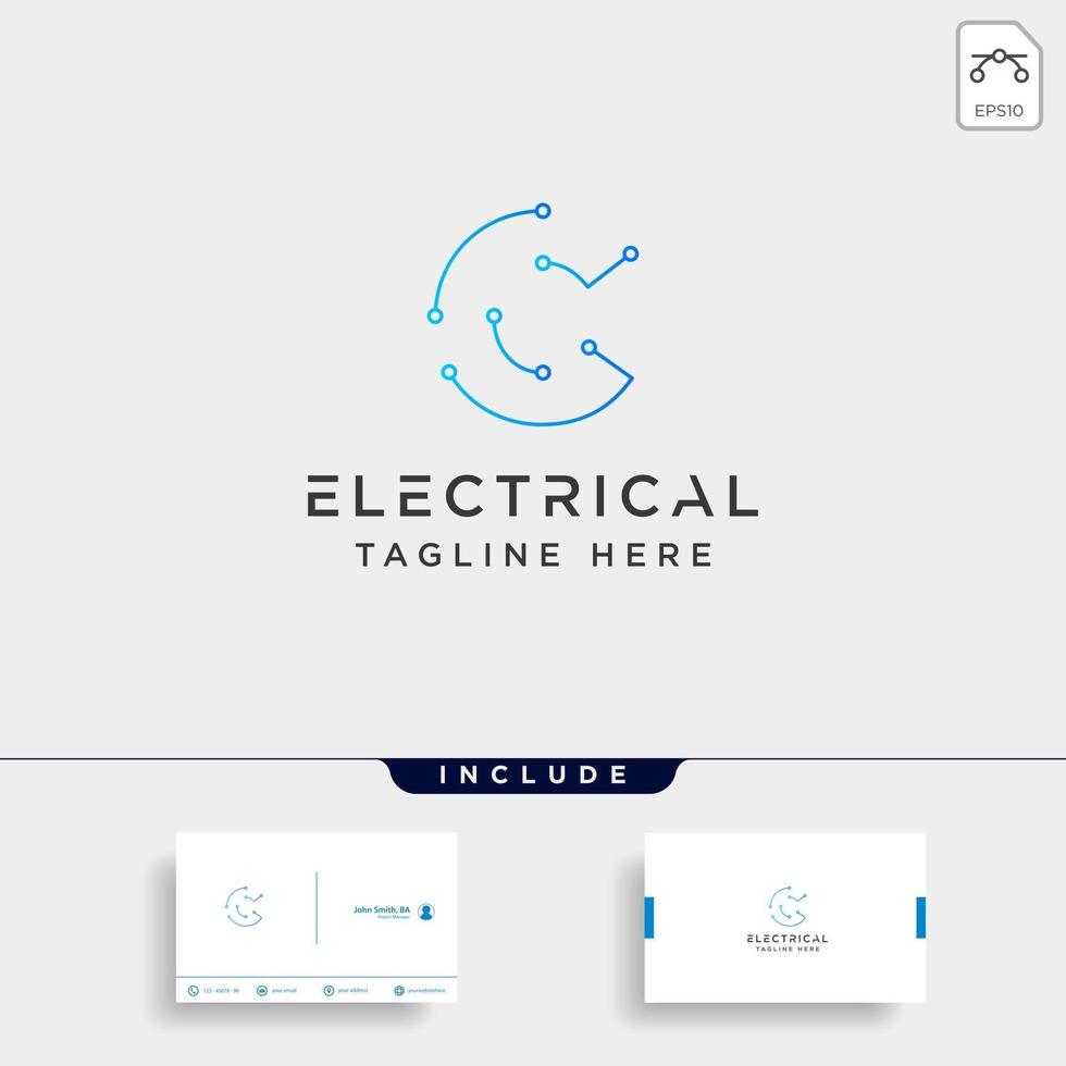 verbinden oder elektrische c Logo Design Vektor Icon Element isoliert mit Visitenkarte enthalten