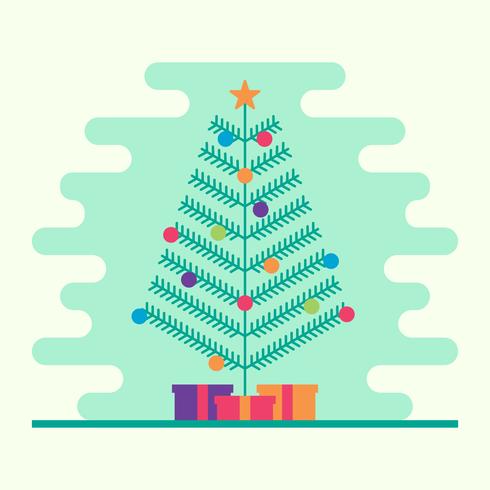 Weihnachtsbaum mit Garland, Glocken, Geschenken und einem Stern auf die oberste Vektor-Illustration vektor