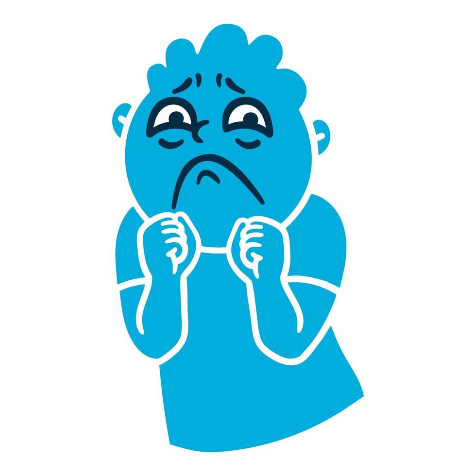 man med sorgliga känslor sorg emoji avatar porträtt av en upprörd person tecknad stil platt design vektorillustration vektor