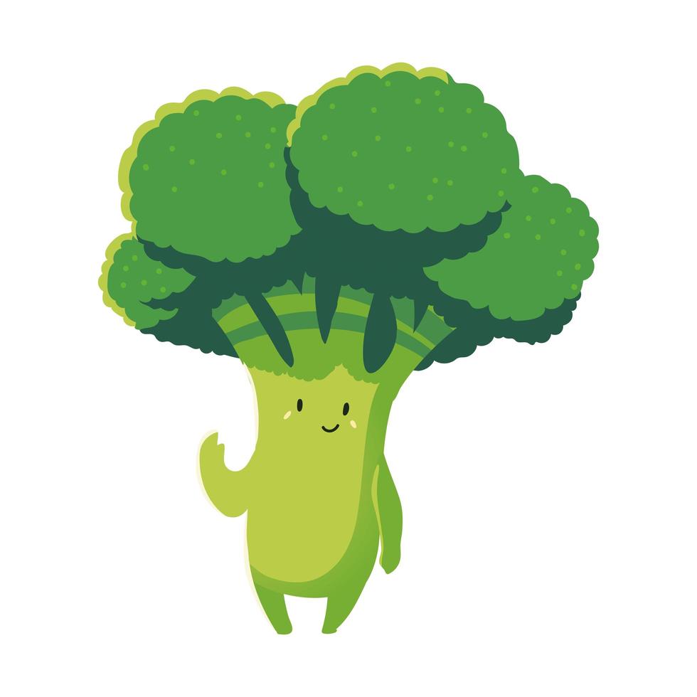 söt broccoli vegetabilisk tecknad detaljerad ikon isolerad stil vektor