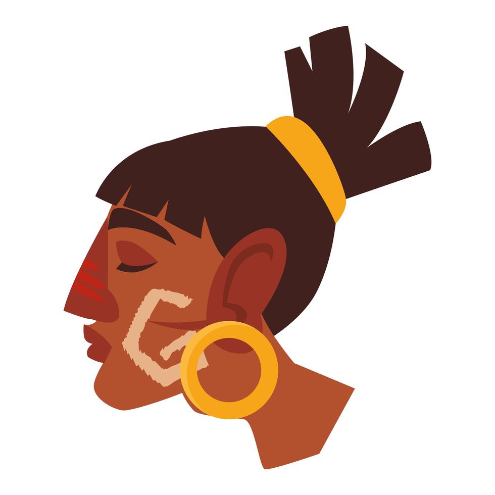 aztekischer Kriegermanncharakter mit rundem Ohrring vektor