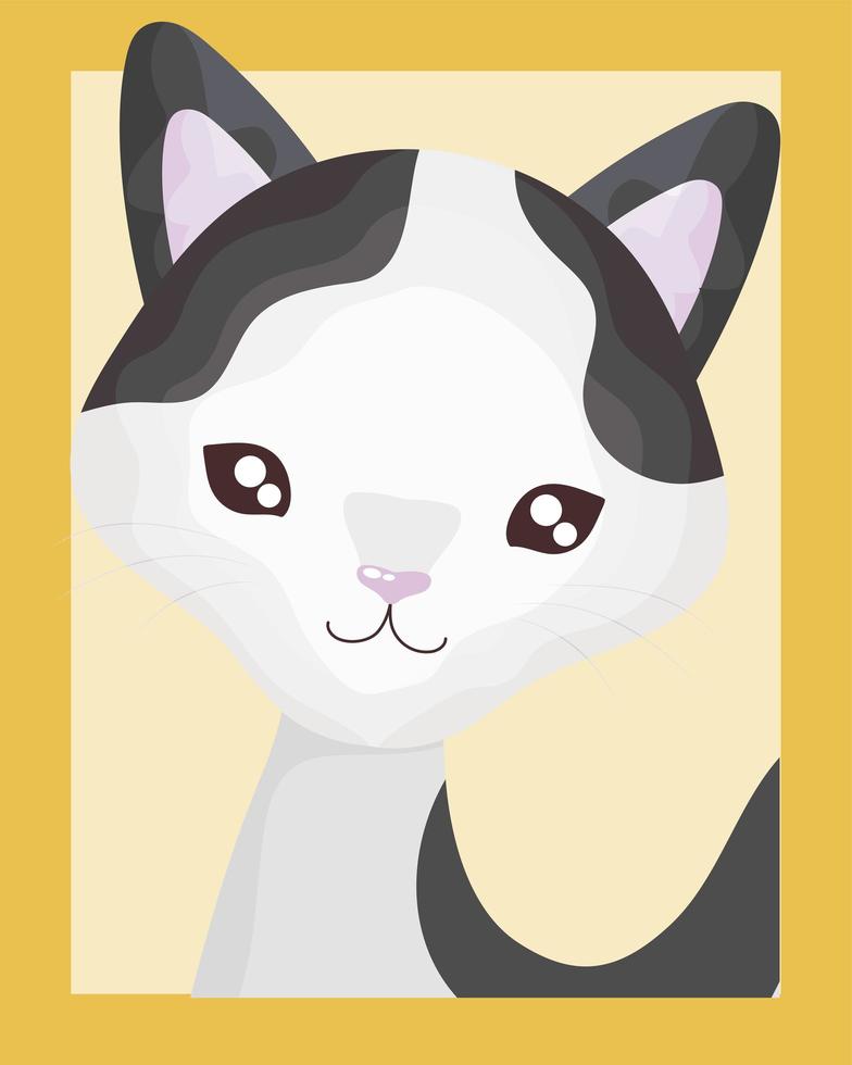 porträtt av söt liten katt tecknad vektor