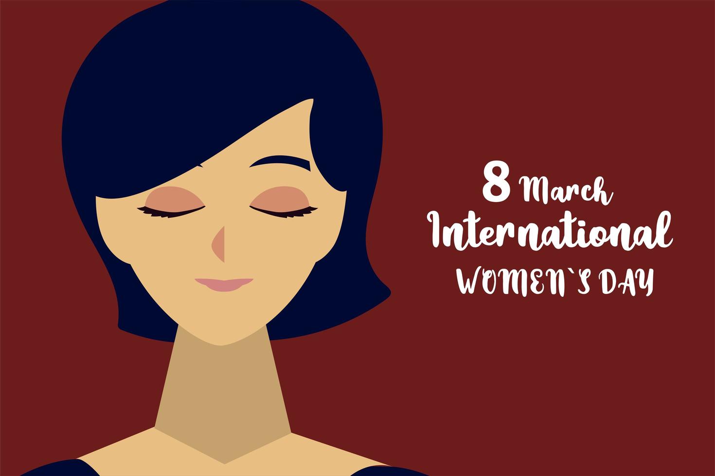 internationella kvinnodagen tecknad kvinna gratulationskort vektor