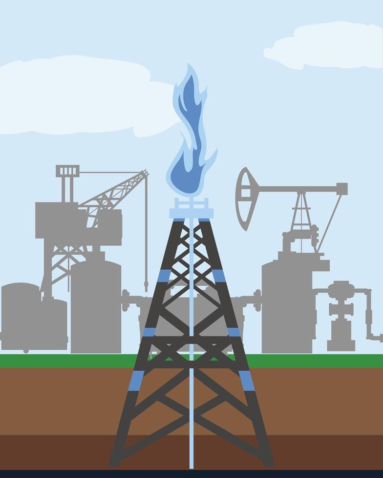 Erkundung der Fracking Tower Gas- und Ölbohrinselindustrie vektor