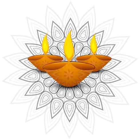 Glückliche diwali diya Öllampen-Festivalhintergrundillustration vektor