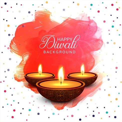 Glad diwali diya oljelampa festival färgstarka kort bakgrund vektor