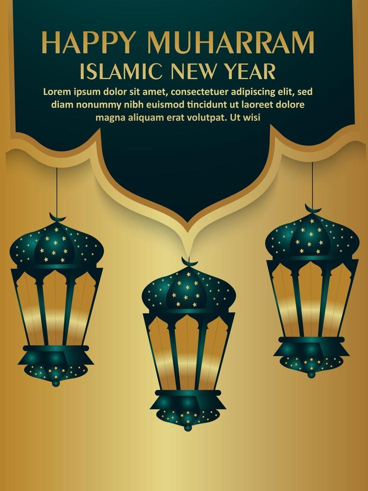 islamischer Neujahrsfeierhintergrund mit kreativer Laterne vektor