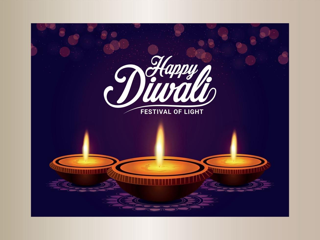 glad diwali firande indiska festival gratulationskort vektor