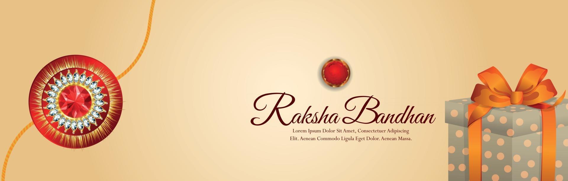 Glückliches Raksha Bandhan-Festbanner des indischen Festivals mit goldenem Kristall-Rakhi vektor