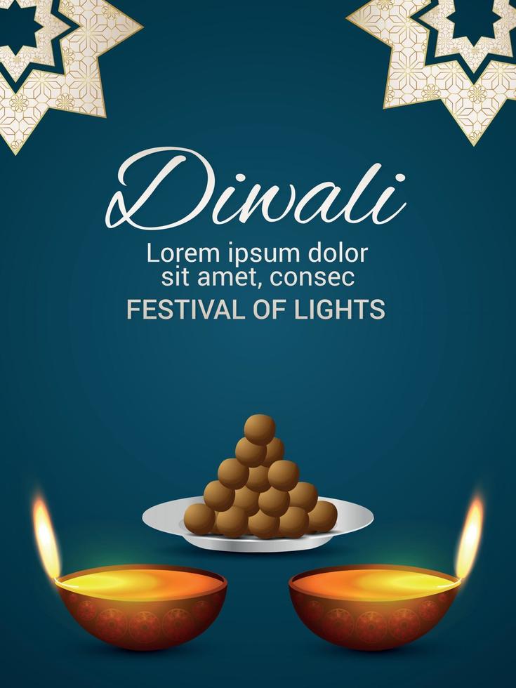 Happy Diwali Festival der Lichtfeier Flyer mit Diwali Diya vektor