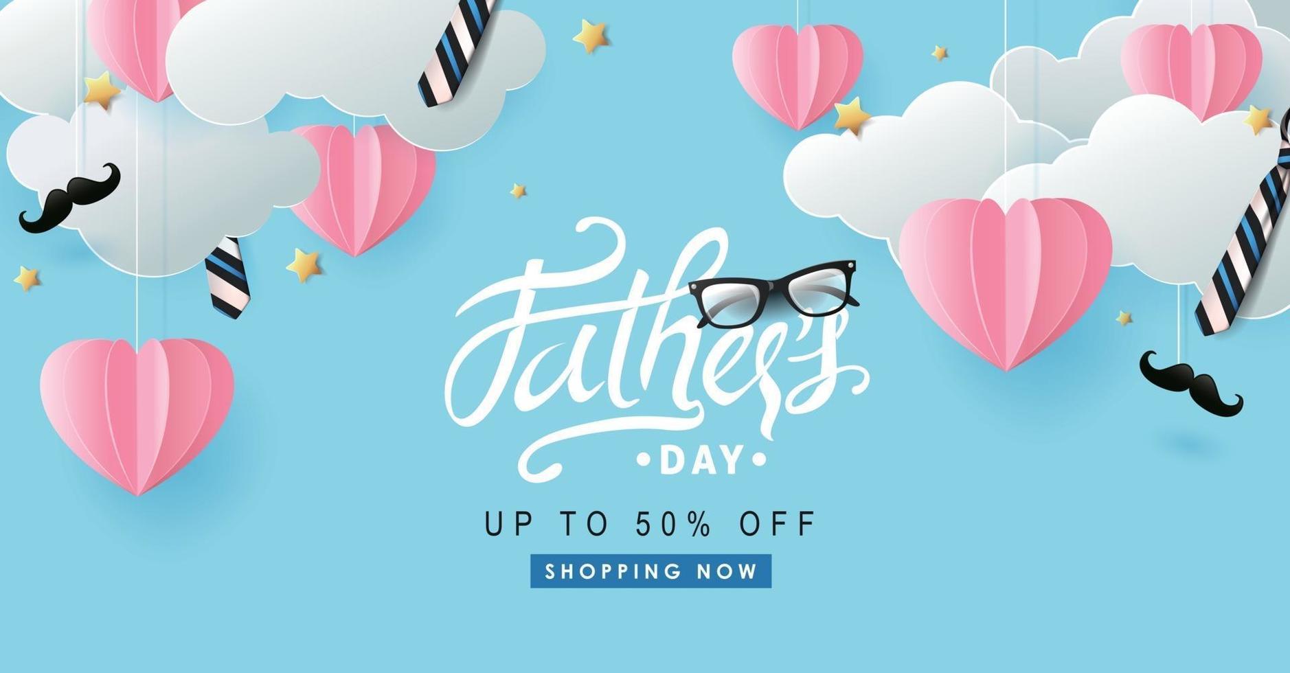 lycklig fäder dag försäljning banner bakgrund mall vektor