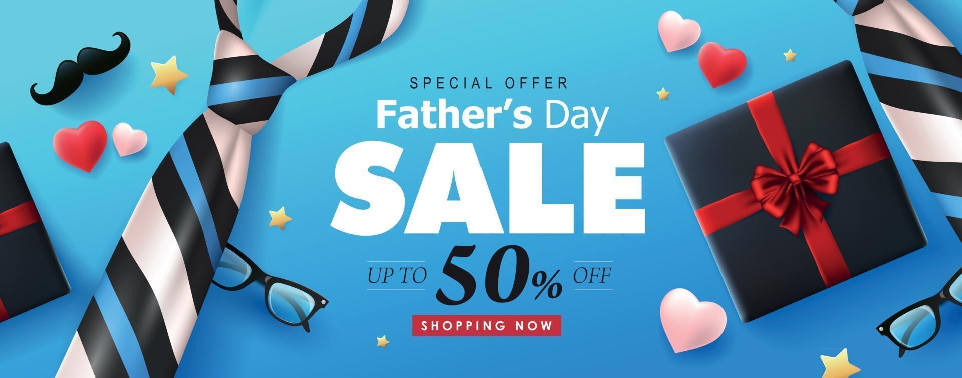 lycklig fäder dag försäljning banner bakgrund mall vektor