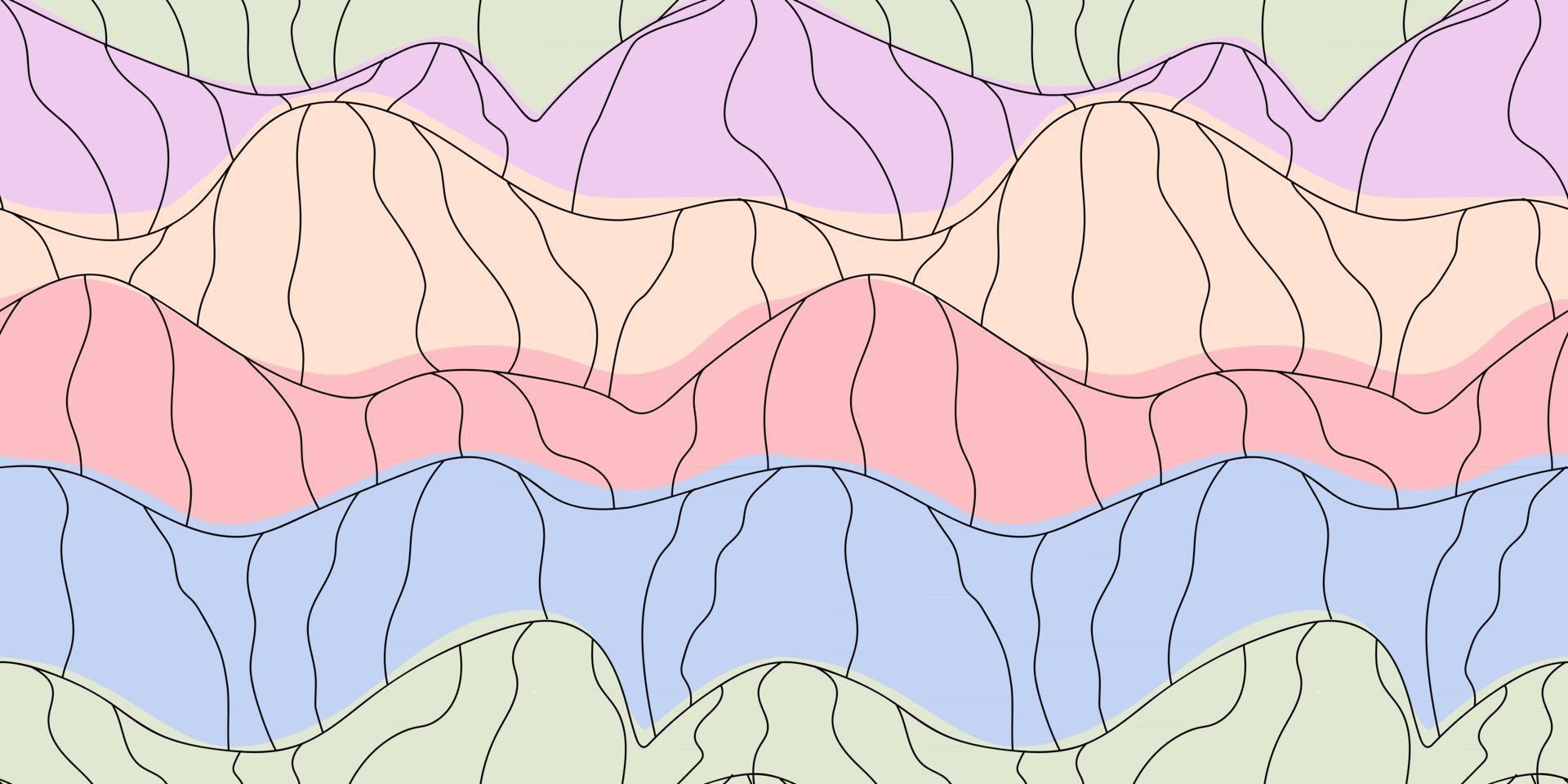 Gekritzel niedlichen Hintergrund Tapete Berge Natur Wanderung isolierte Linie nahtlose Pastellmuster Hand gezeichnete Vektor-Illustrationen vektor