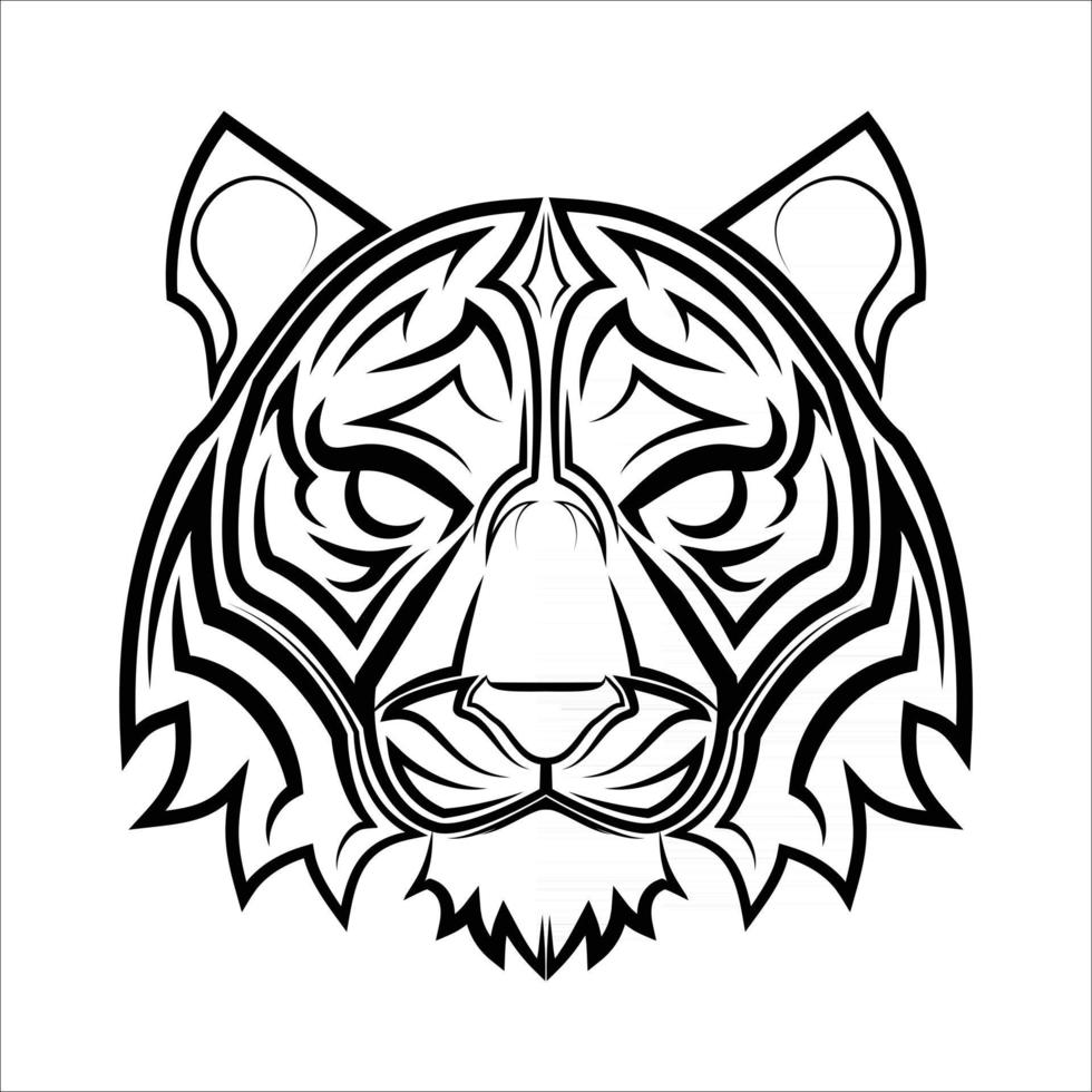 svartvitt streckkonst av tigerhuvud bra användning för symbol maskot ikon avatar tatuering t-shirt designlogotyp eller vilken design som helst vektor