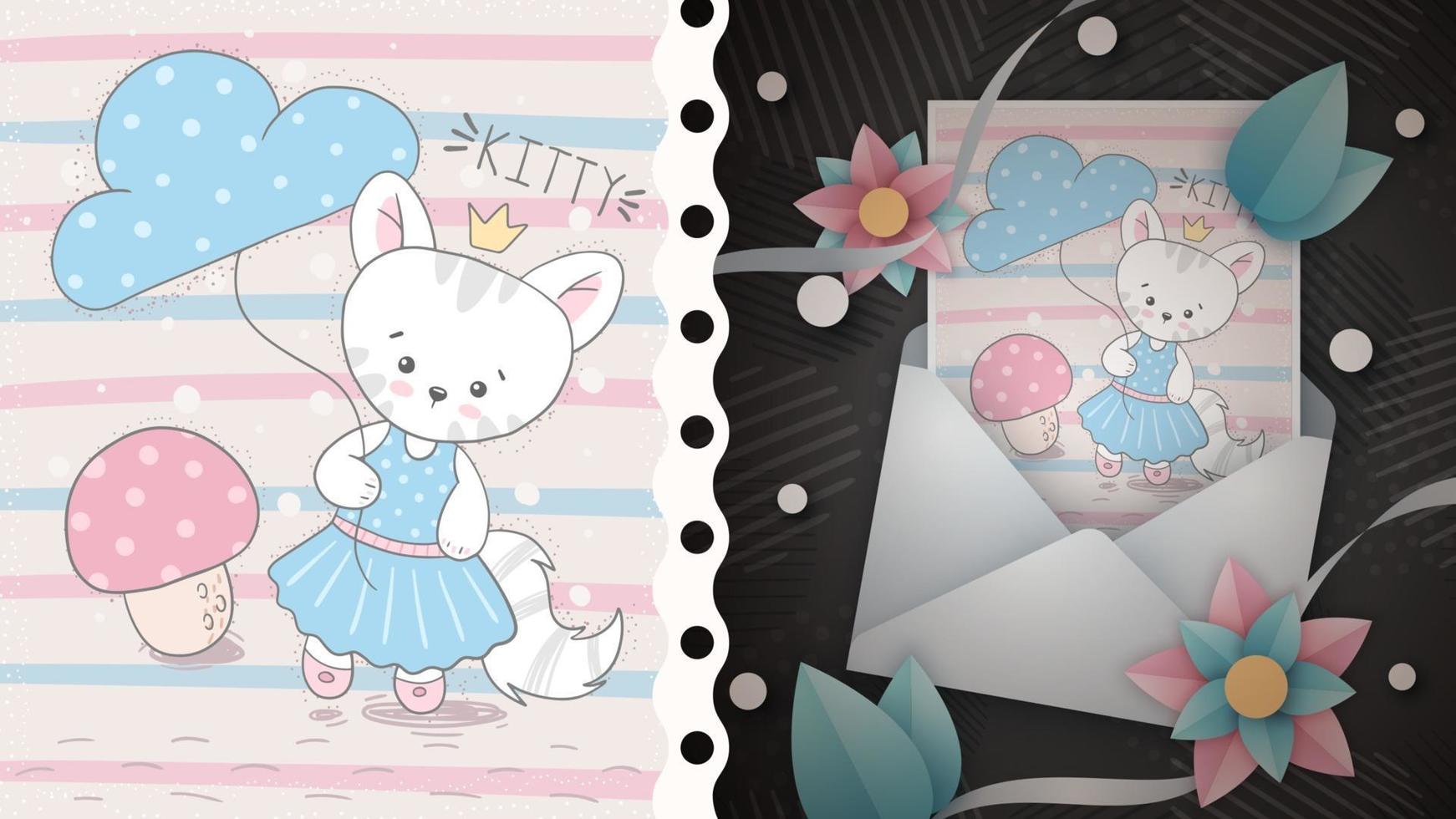 Prinzessin Kitty Idee für Grußkarte vektor
