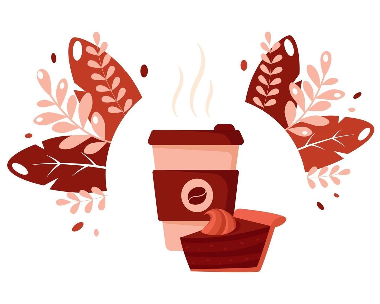 internationell kaffe dag papper kopp kaffe med chokladkaka varm dryck vektor