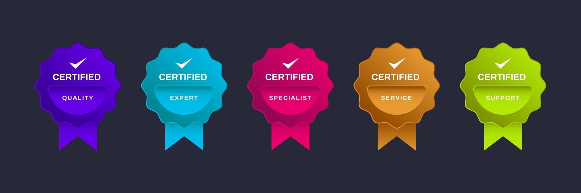 logotyp märke för certifiering digital certifierad logotyp verifierade prestationer företag eller företag med band design vektorillustration vektor