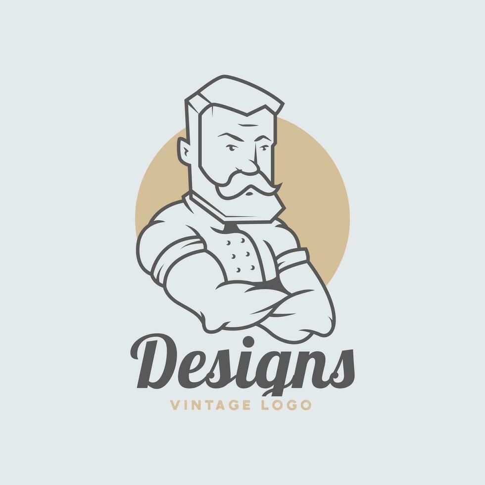 kock logotyp design, matlagning karaktär logotyp illustration. vektor