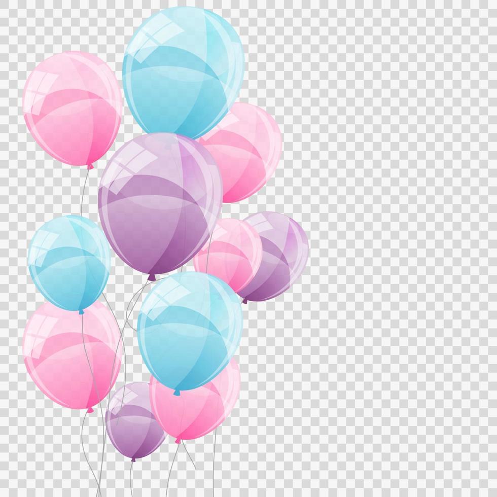 Gruppe von farbig glänzenden Heliumballons isoliert vektor