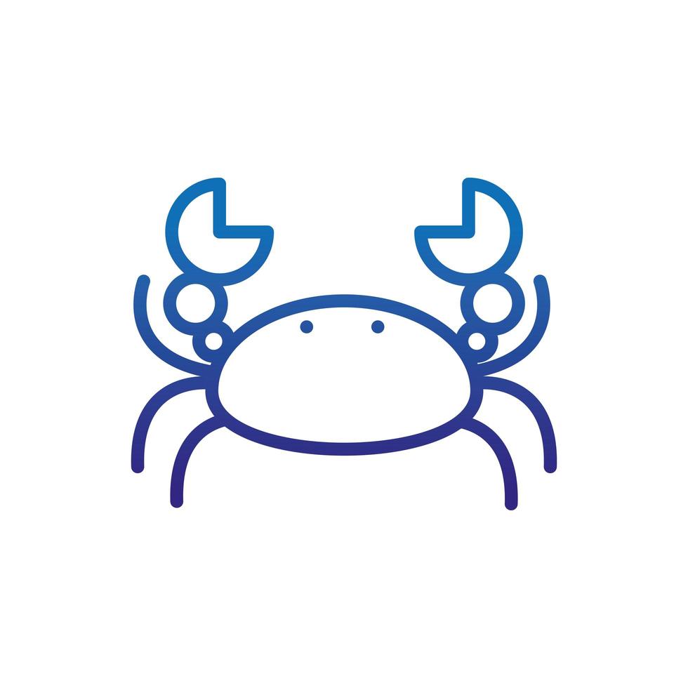 krabba kräftdjur djur marint liv tjock linje blå vektor