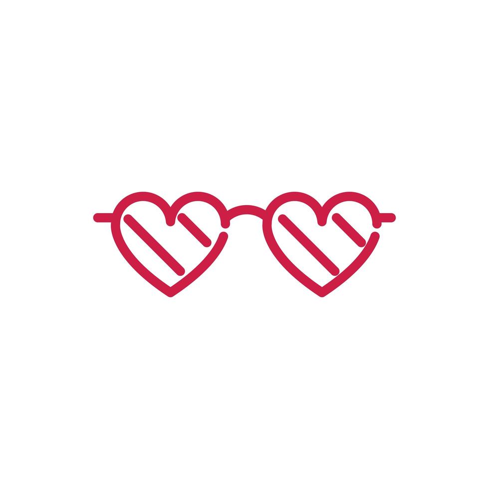 glückliche Valentinstaggläser geformte Herzen lieben akzessorische rote Linie Design vektor