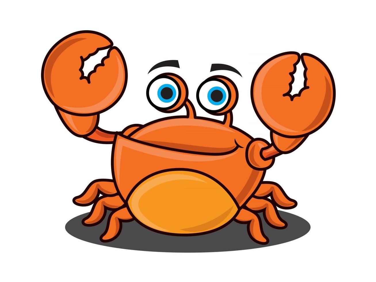 Karikatur niedliche Krabbe, die große Krallen anhebt vektor