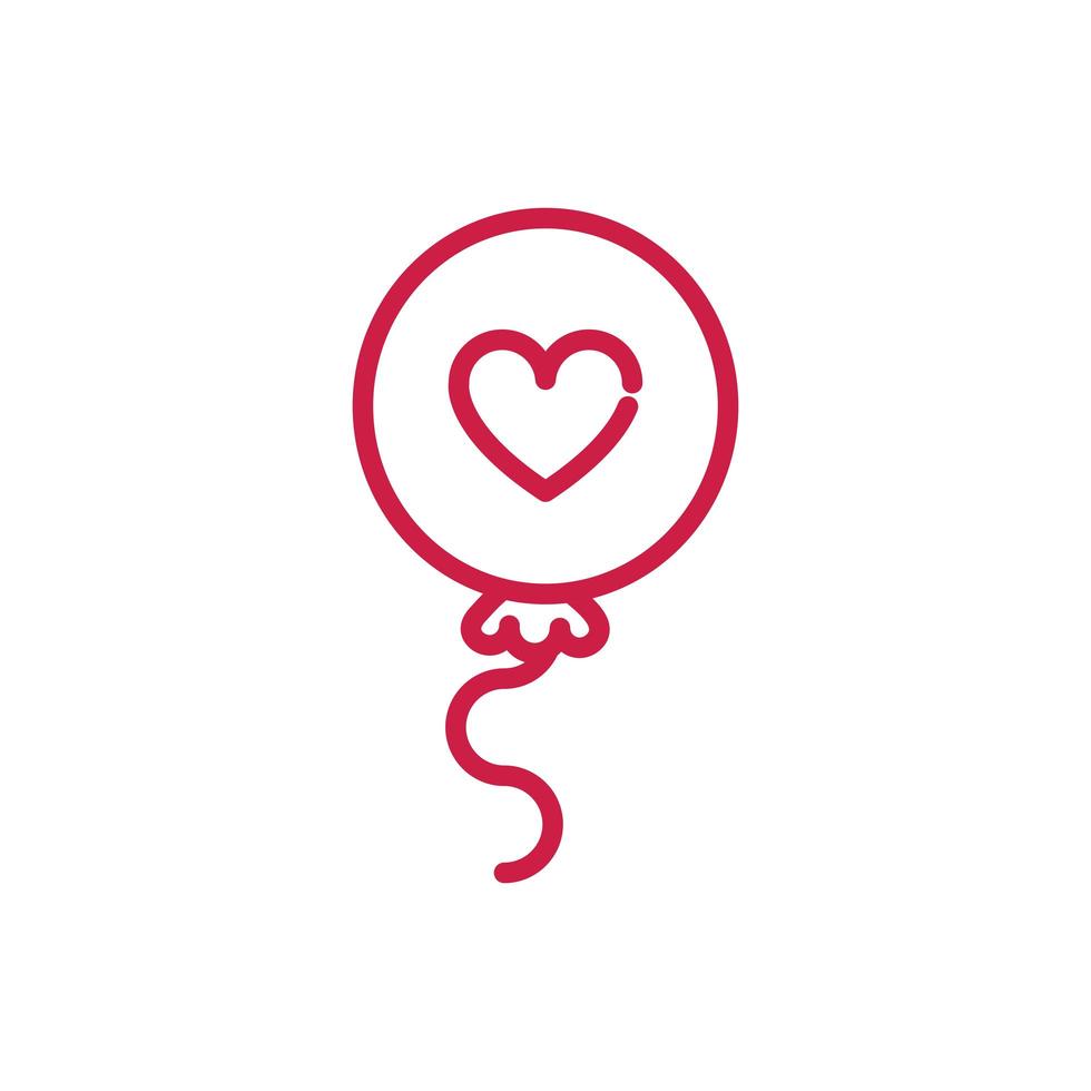 glad Alla hjärtans dag dekorativa ballong hjärta kärlek röd linje design vektor