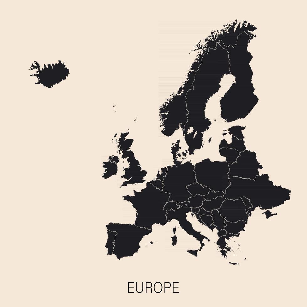 die politisch detaillierte Karte des Kontinents Europa mit Ländergrenzen vektor