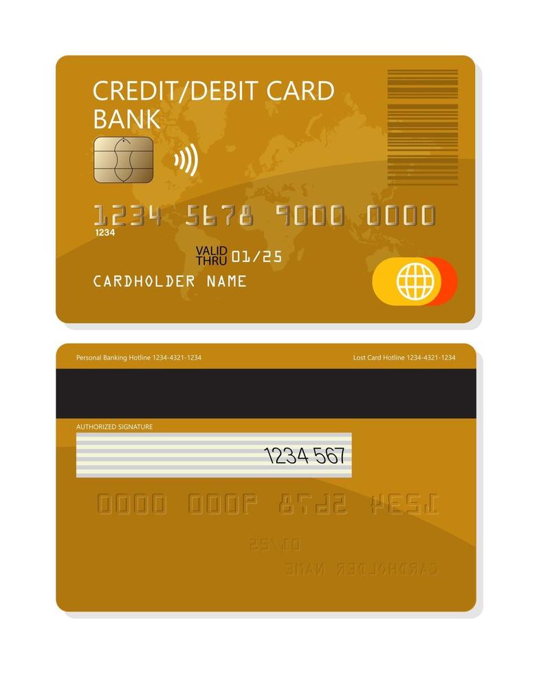 kredit- eller debiteringskort av plast för appar och webbplatser vektor