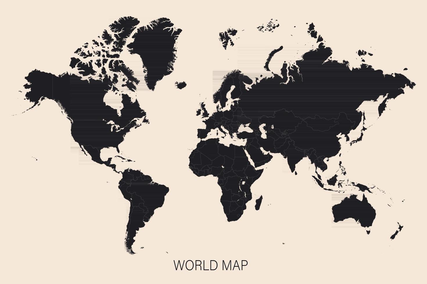 mycket detaljerad politisk karta över världen med gränser länder och städer vektor