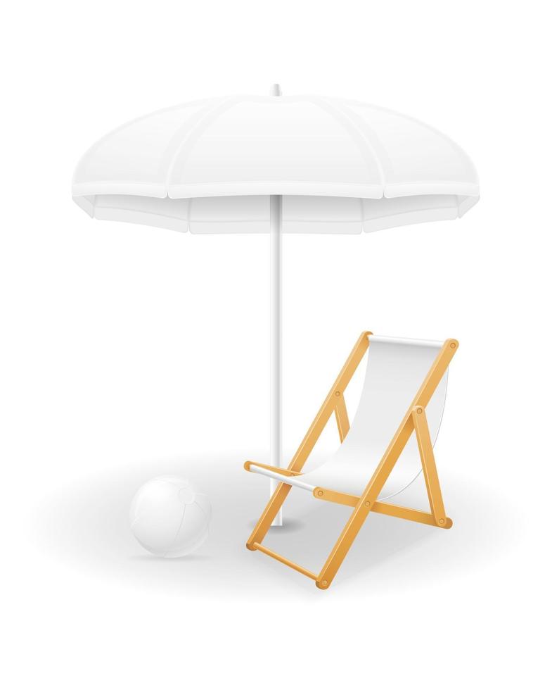strandattribut paraply och solstol lager vektorillustration isolerad på vit bakgrund vektor