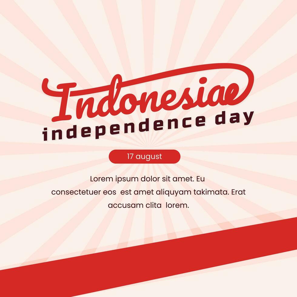 indonesiska oberoende dag hälsning för 17 augusti social media posta vektor
