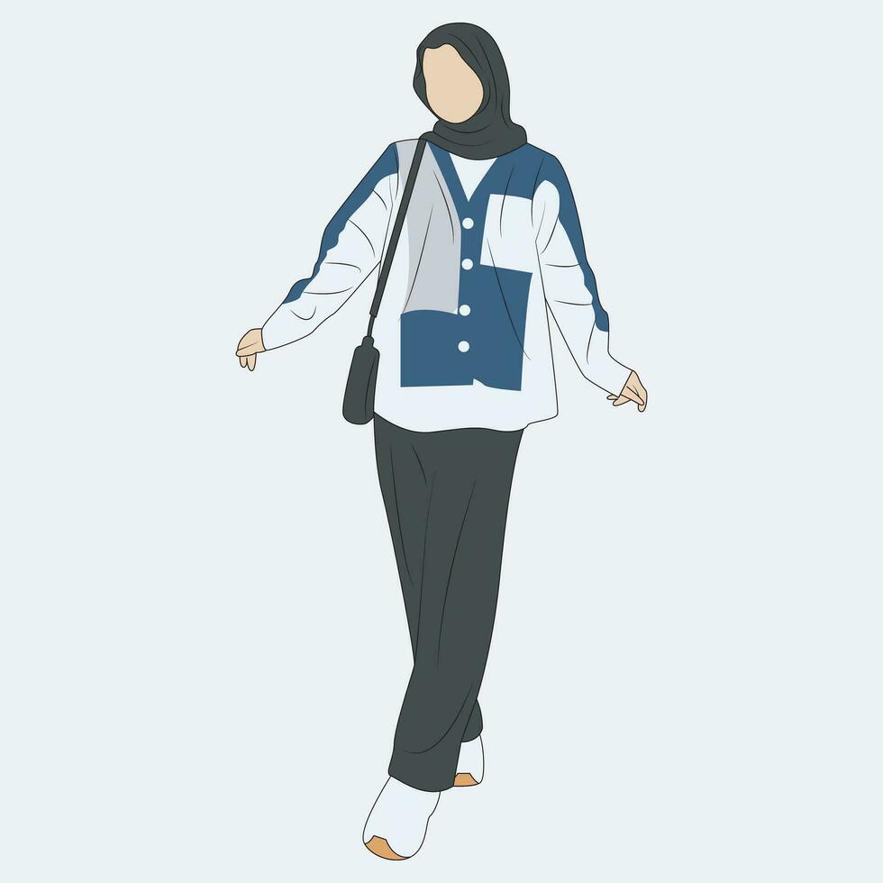 vektor hijab mode tillfällig stil
