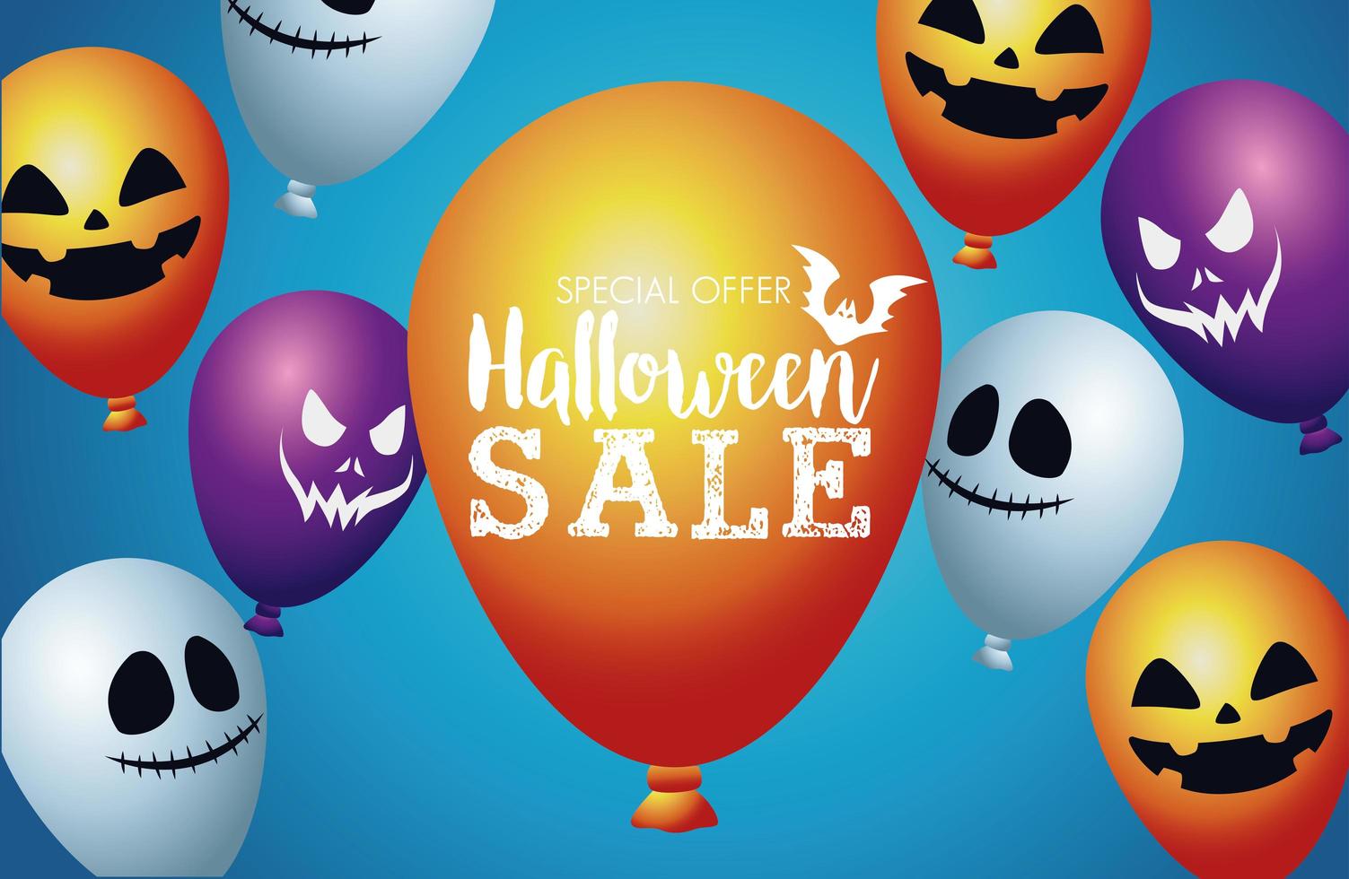 Halloween försäljning säsongsbetonad affisch med ballonger helium flytande vektor