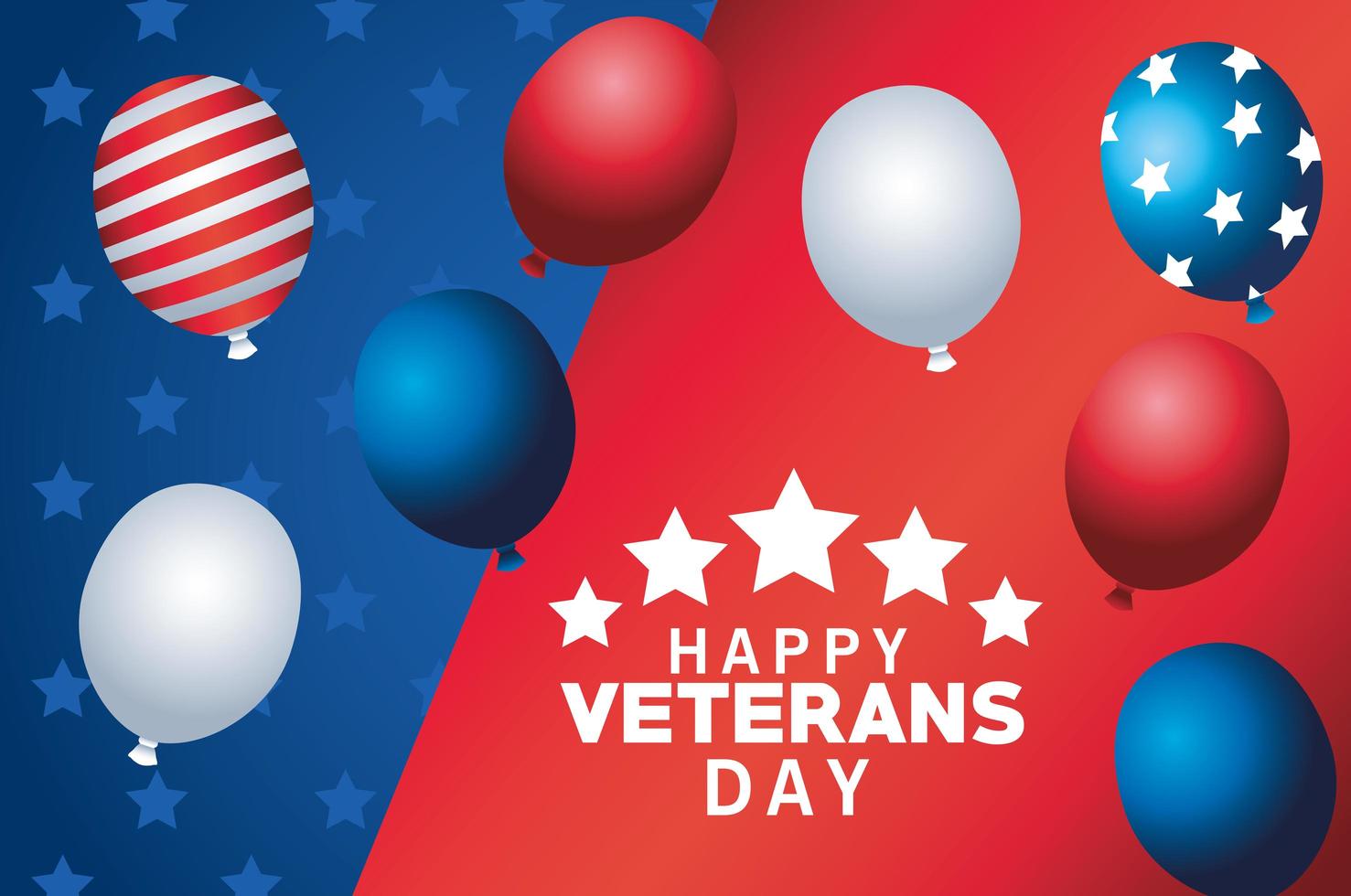 Happy Veterans Day Schriftzug mit Luftballons Helium vektor