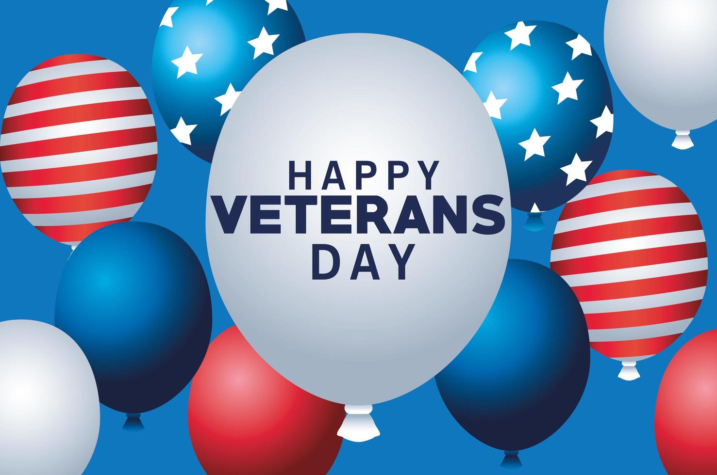 Happy Veterans Day Schriftzug mit Luftballons Helium schwimmend vektor