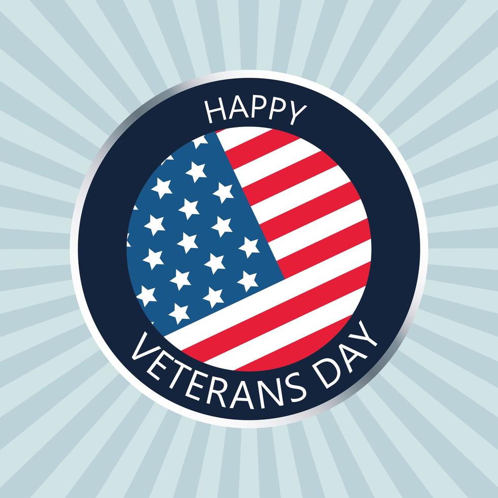 glad veterans dag bokstäver knapp i grå bakgrund vektor