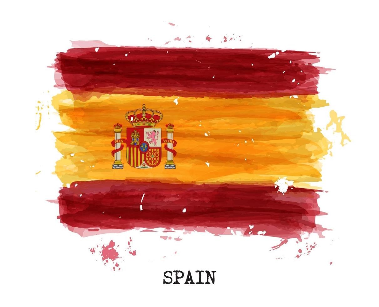 akvarellmålning flagga Spanien vektor