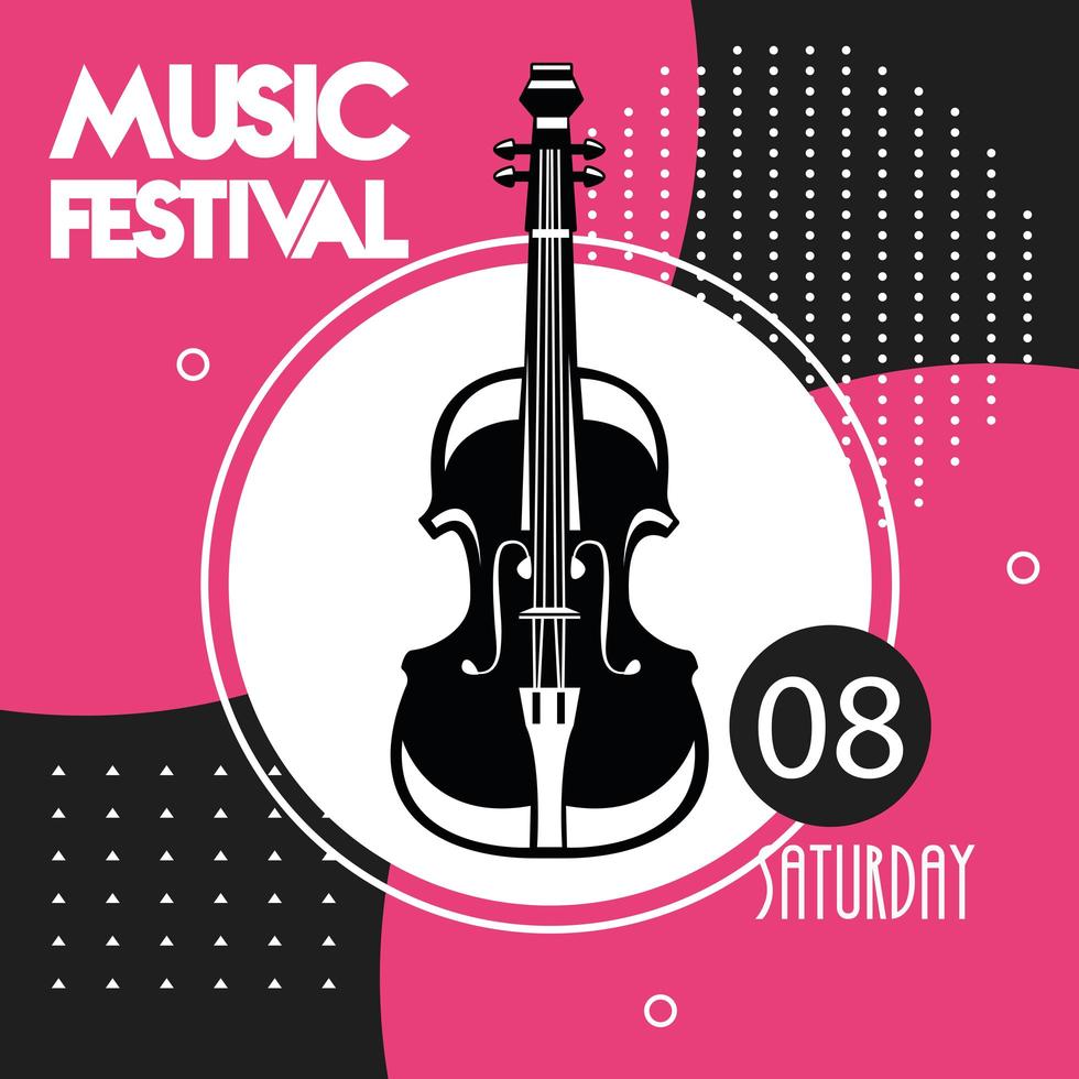 musikfestivalaffisch med celloinstrument vektor