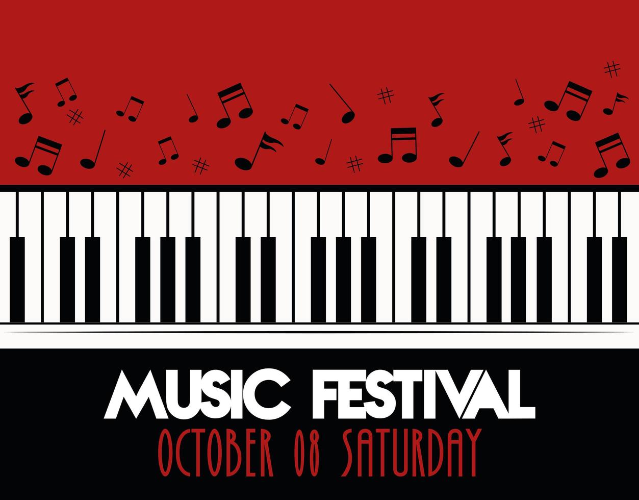 Musikfestivalplakat mit Klavierinstrument Musical und Schriftzug vektor