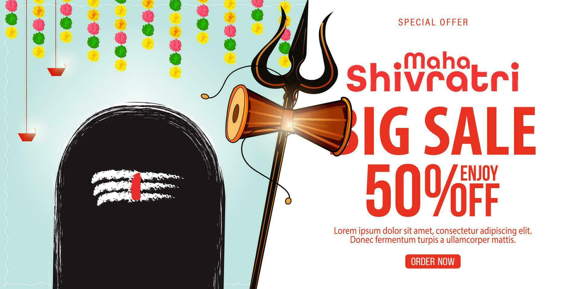 Illustration von glücklich Mahashivratri groß Verkauf Angebot Design. Verkauf Poster, Werbung vektor